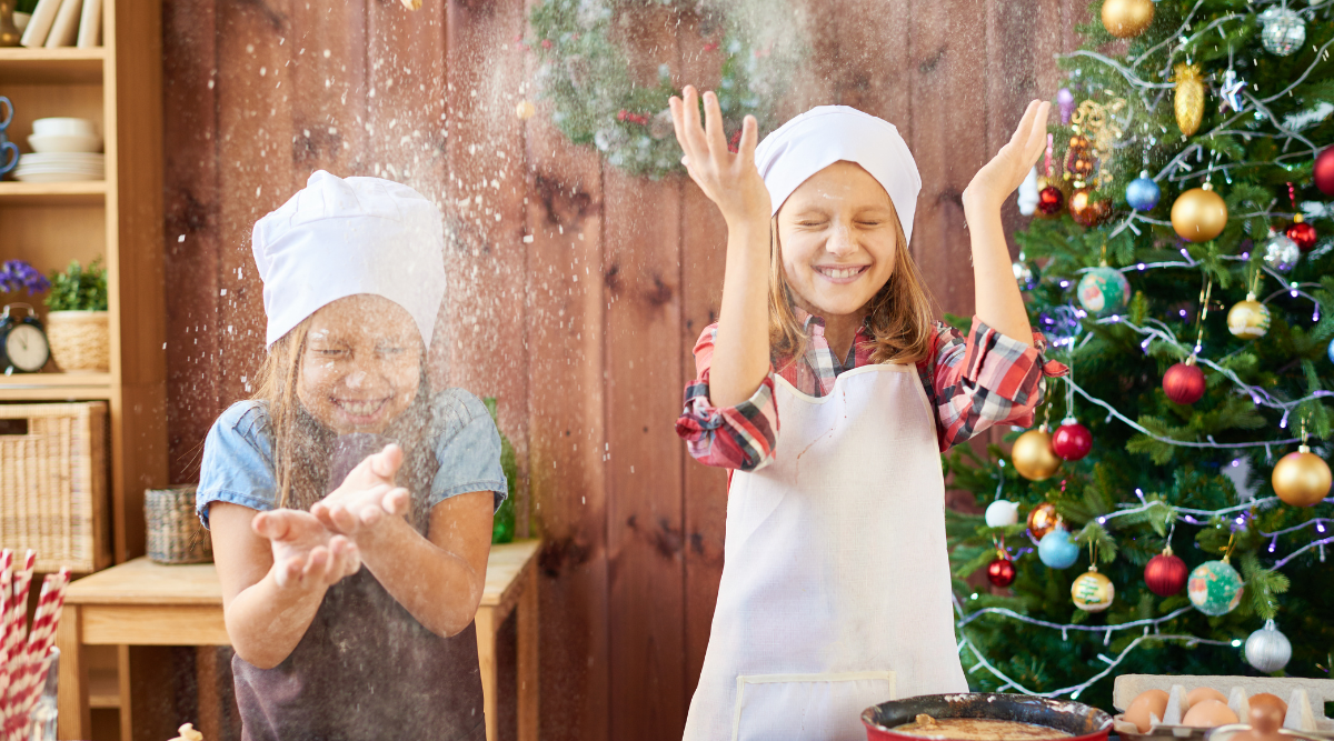 Children cooking at Christmas